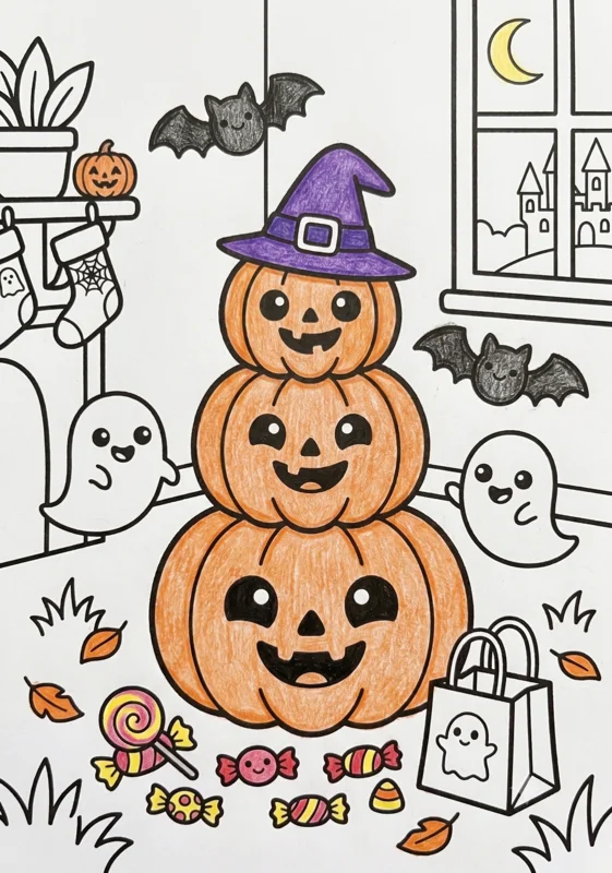 ハロウィンのぬりえ ぬりあがりイメージ