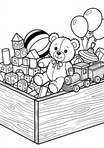 おもちゃばこのぬりえ 無料印刷
