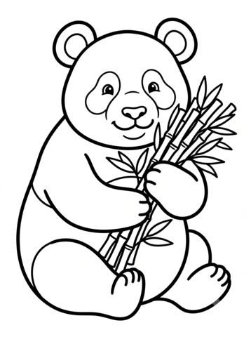 笹を食べるパンダのぬりえ 無料印刷