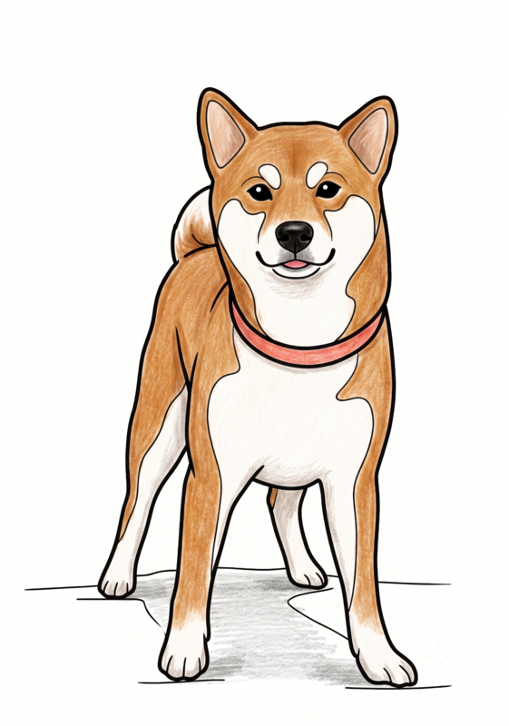 柴犬のぬりえ ぬりあがりイメージ